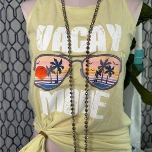 Yellow 'Vacay Mode' Tank Top